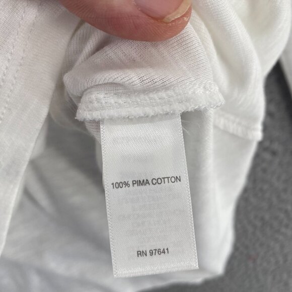 J Jill Top Womens Large White Slub Knit Pima Center Pleat Tunic Collar Pullover - Picture 6 of 10